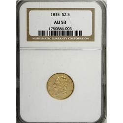 1835 $2 1/2 AU53 NGC