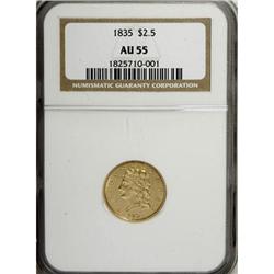 1835 $2 1/2 AU55 NGC