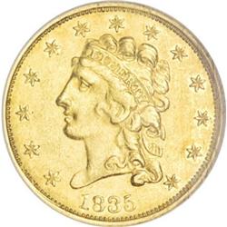 1835 $2 1/2 AU58 NGC