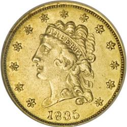 1835 $2 1/2 AU58 NGC