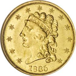 1835 $2 1/2 AU58 NGC