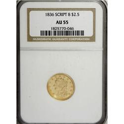 1836 $2 1/2 Script 8 AU55 NGC