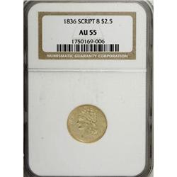 1836 $2 1/2 Script 8 AU55 NGC