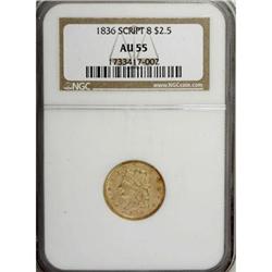 1836 $2 1/2 Script 8 AU55 NGC