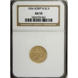 1836 $2 1/2 Script 8 AU55 NGC
