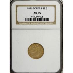 1836 $2 1/2 Script 8 AU55 NGC