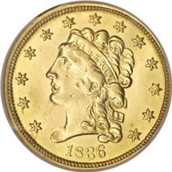 1836 $2 1/2 Script 8 AU58 NGC