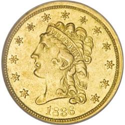 1836 $2 1/2 Script 8 AU58 NGC