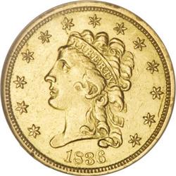 1836 $2 1/2 Script 8 AU58 NGC