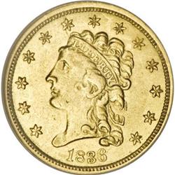 1836 $2 1/2 Script 8 AU58 NGC