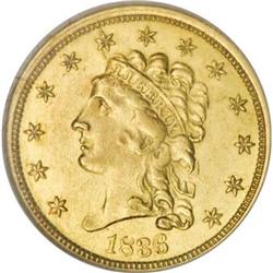 1836 $2 1/2 Script 8 MS60 NGC