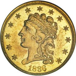 1836 $2 1/2 Script 8 MS62 PCGS