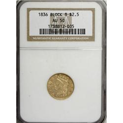 1836 $2 1/2 Block 8 AU50 NGC