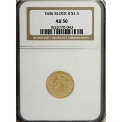 1836 $2 1/2 Block 8 AU50 NGC