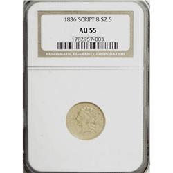 1836 $2 1/2 Block 8 AU55 NGC