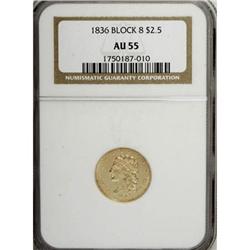 1836 $2 1/2 Block 8 AU55 NGC