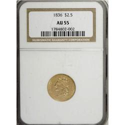1836 $2 1/2 Block 8 AU55 NGC