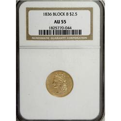 1836 $2 1/2 Block 8 AU55 NGC