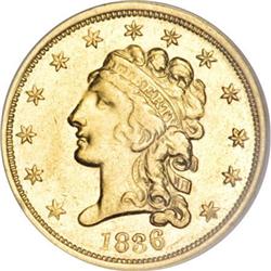 1836 $2 1/2 Block 8 AU58 NGC.