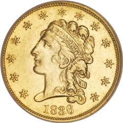 1836 $2 1/2 Block 8 AU58 NGC