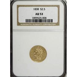1838 $2 1/2 AU53 NGC