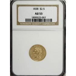 1838 $2 1/2 AU53 NGC