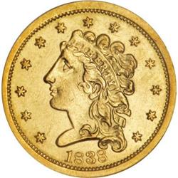 1838 $2 1/2 AU58 NGC