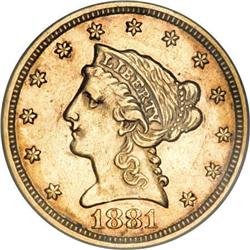 1881 $2 1/2 AU50 PCGS