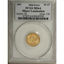 1907 $2 1/2--Minor Lamination--MS64 PCGS