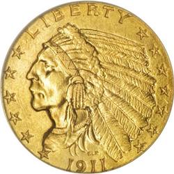 1911-D $2 1/2 AU58 Details ANACS