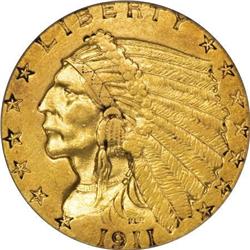 1911-D $2 1/2 Weak D AU50 PCGS