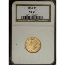1854 $3 AU53 NGC