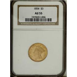 1854 $3 AU55 NGC