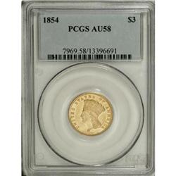 1854 $3 AU58 PCGS