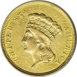 1854-O $3 AU53 ANACS