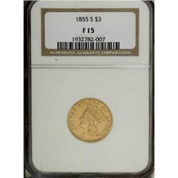 1855-S $3 Fine 15 NGC