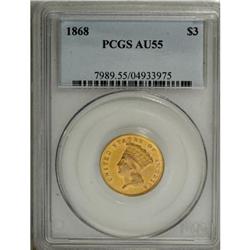 1868 $3 AU55 PCGS