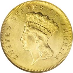 1870 $3 MS62 NGC
