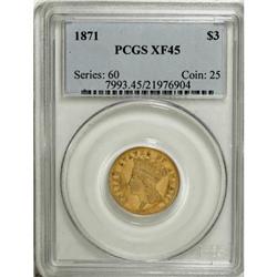 1871 $3 XF45 PCGS