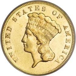 1874 $3 AU58 PCGS