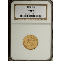 1878 $3 AU58 NGC