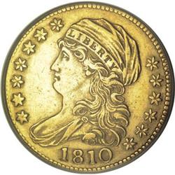 1810 $5 Lg Dt, Lg 5--Cleaned--ANACS, AU53 Detail