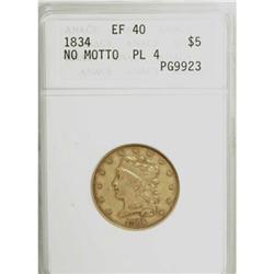 1834 $5 Plain 4 XF40 ANACS