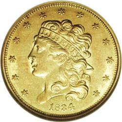 1834 $5 Plain 4 MS61 NGC