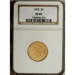 1835 $5 XF45 NGC