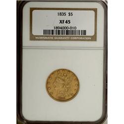 1835 $5 XF45 NGC