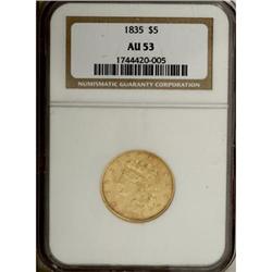 1835 $5 AU53 NGC