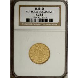 1835 $5 AU55 NGC
