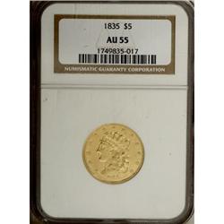 1835 $5 AU55 NGC