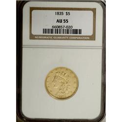 1835 $5 AU55 NGC